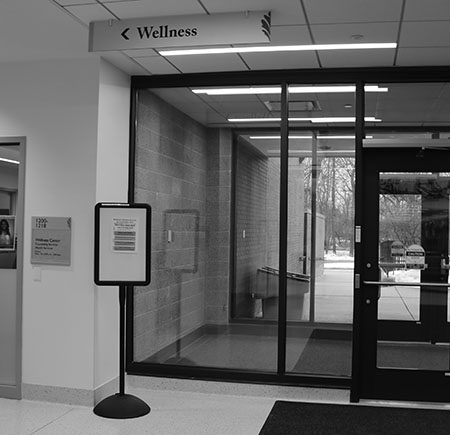 The hidden entrance to the Wellness Center. 
